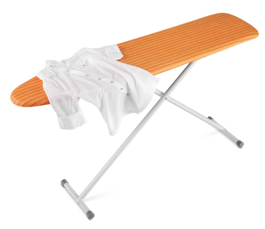 Honey Can Do BRD-01295 54" X 13" X 35.4" White Ironing Board With Orange Cloth Cover