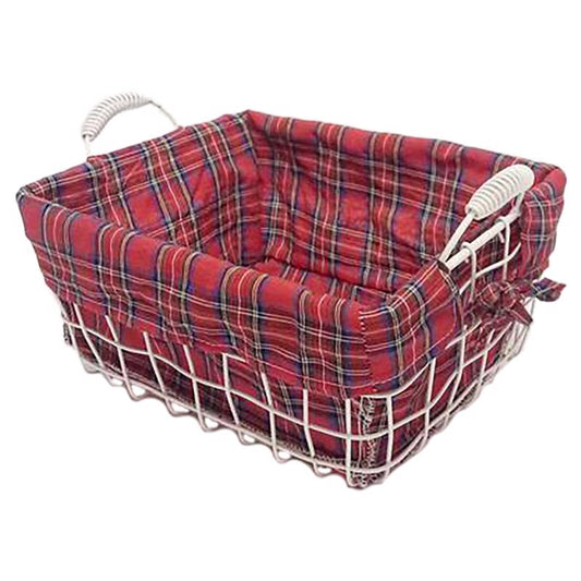 Celebrations Wire Basket With Plaid Lining Christmas Decoration (Pack of 4)