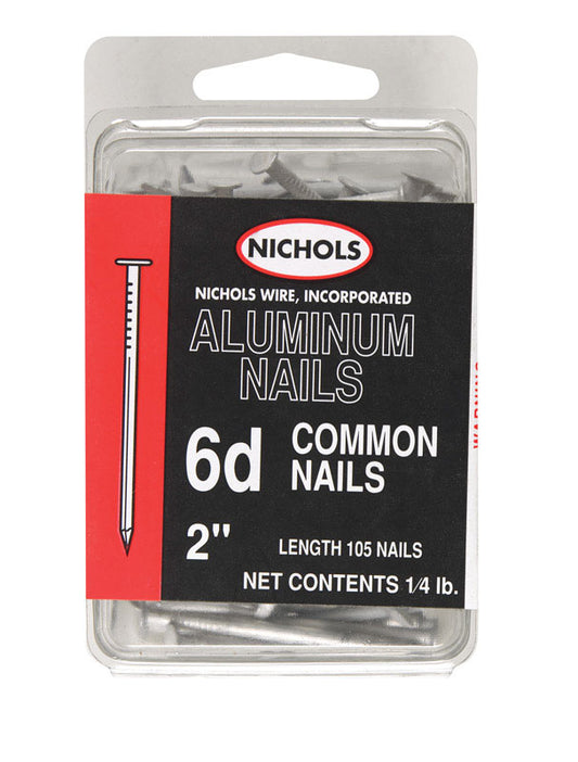 Nichols Wire  6D  2 in. L Common  Aluminum  Nail  Smooth Shank  Round  1/4 lb.