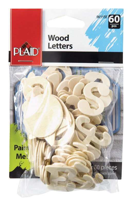 Plaid 1 in. H x 4.5 in. W x 5.5 in. L Natural Beige Wood Letters (Pack of 3)
