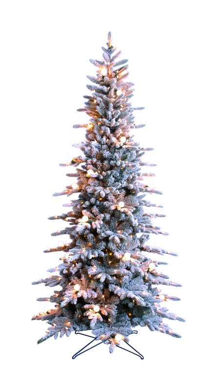 Holiday Bright Lights  7-1/2 ft. Clear  Prelit Flocked  Artificial Tree  570 lights