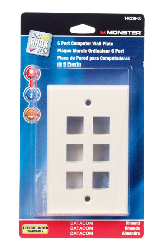 Monster Cable Just Hook It Up Almond 6 gang Plastic Keystone Wall Plate 1 pk