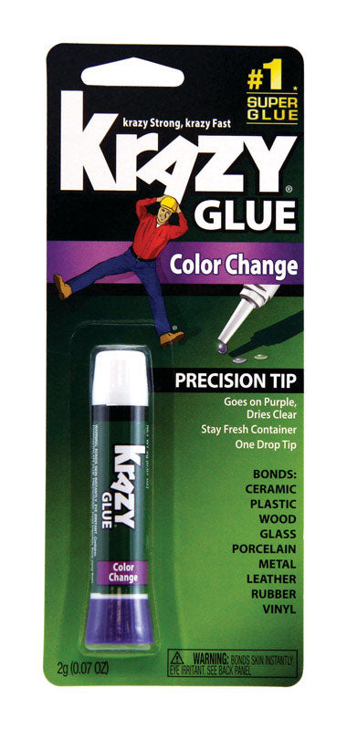 Krazy Glue Super Strength Polyvinyl acetate homopolymer Color Change Formula 0.14 oz (Pack of 12).