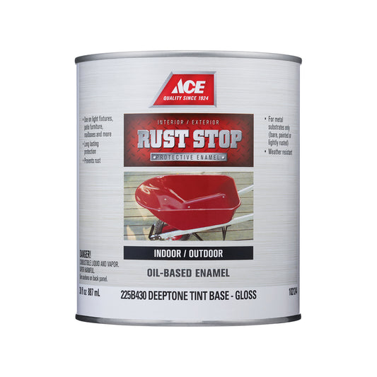 Ace Rust Stop Indoor and Outdoor Gloss Tint Base Deep Tone Base Oil-Based Enamel Rust Preventative P (Pack of 4)