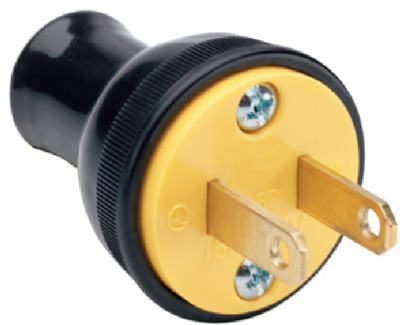 Round Construction Plug, Residential, Thermoplastic, 15-Amp, 125-Volt, Black