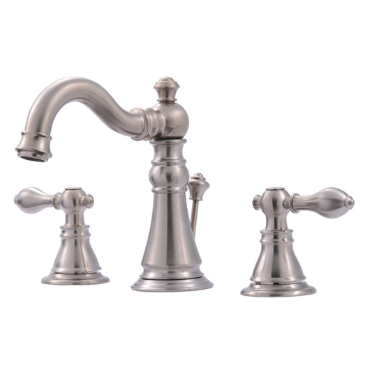 Ultra Faucets 1.2 GPM Two-Handle Brushed Nickel Lavatory Faucet with Pop-Up Drain 6 to 10 in.