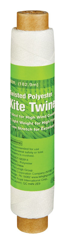 Wellington 1 lbs. Load Limit White Twisted Lightweight Polyester Kite Twine 600 L ft.