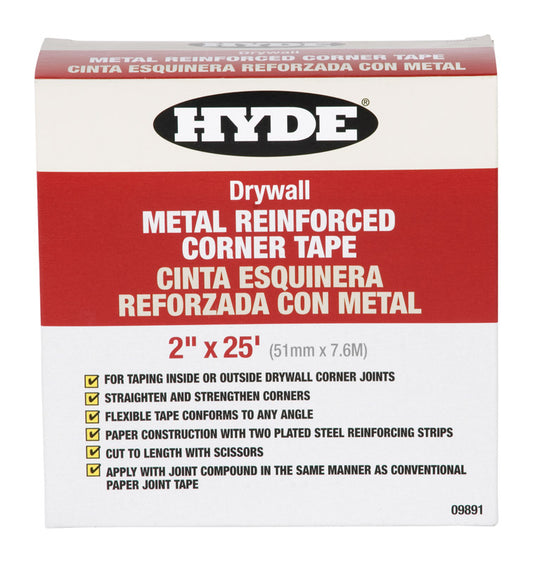 Hyde  25 ft. L x 2 in. W Reinforced Metal  White  Corner Tape