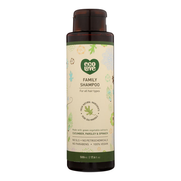 Ecolove Shampoo - Green Vegetables Family Shampoo For All Hair Types - Case of 1 - 17.6 fl oz.