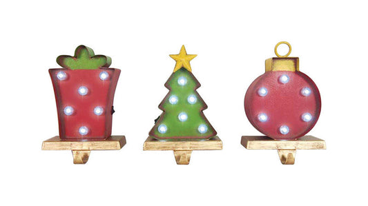 Celebrations  Present/Tree/Ornament  LED Stocking Holders  Green-Red  Metal  1 pk