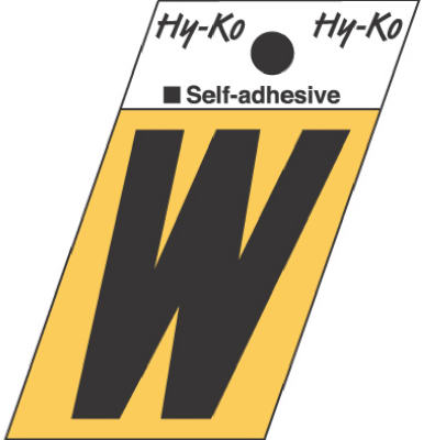 Hy-Ko 1-1/2 in. Black Aluminum Letter W Self-Adhesive 1 pc. (Pack of 10)