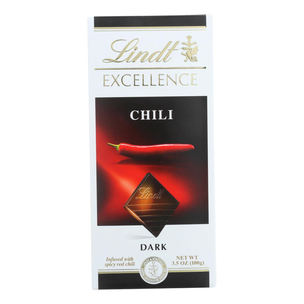 Lindt Chocolate Bar - Dark Chocolate - 47 Percent Cocoa - Excellence - Chili - 3.5 oz Bars - Case of 12 (Pack of 12)