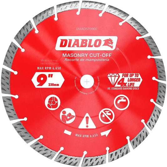 Diablo 9 in. D X 7/8 in. Diamond Turbo Rim Masonry Cut-Off Disc