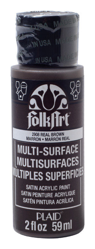Plaid FolkArt Satin Real Brown Hobby Paint 2 oz. (Pack of 3)