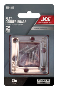 Crnr Brace Flat 2x3/8"Ss (Pack of 10)