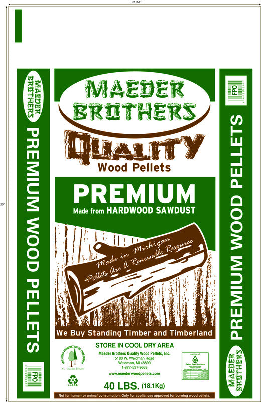 Maeder Wood Pellet Fuel Btu 7630 40 Lb. Bag, Lb., Palletof50bag (Case of 50)