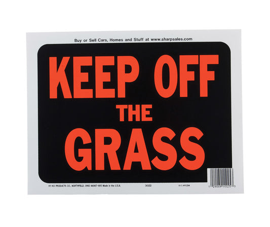 Hy-Ko English Keep off the Grass Sign Plastic 9 in. H x 12 in. W (Pack of 10)
