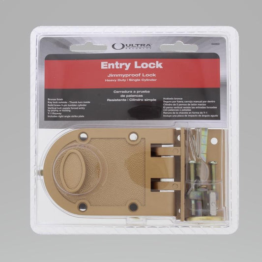 Ultra Security Bronze Metal Entry Knob and Single Cylinder Deadbolt