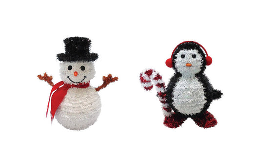 FC Young Tabletop Snowman/Penguin Christmas Figurine Black/ White PVC (Pack of 4)
