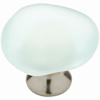 Seaglass Cabinet Knob, Aqua, Satin Nickel, 1-1/2-In.