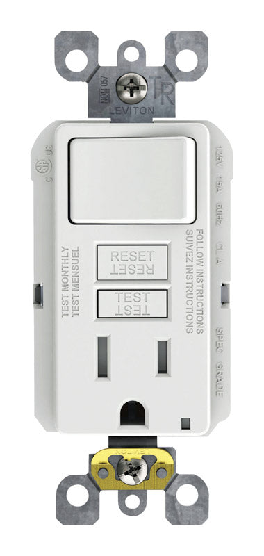 Leviton SmartlockPro 15 amps 125 V White GFCI Outlet 5-15R 1 pk