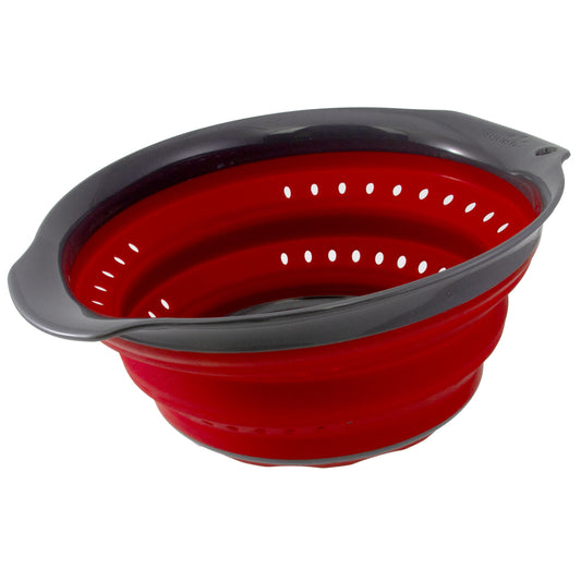 Squish Gray/Red Polypropylene/TPR Collapsible Colander