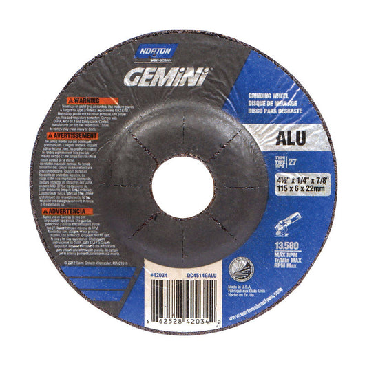 Norton  4-1/2 in. Dia. x 1/4 in. thick  x 7/8 in.   Grinding Wheel  1 pc.