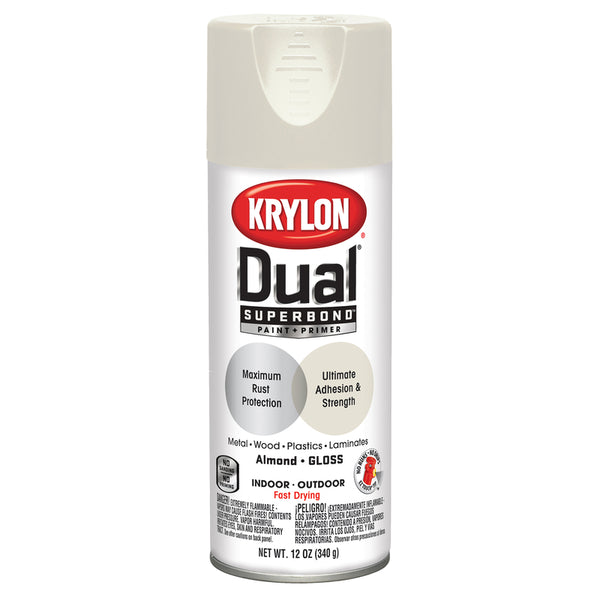Krylon  Dual  Gloss  Almond  Paint + Primer Spray Paint  12 oz. (Pack of 6)