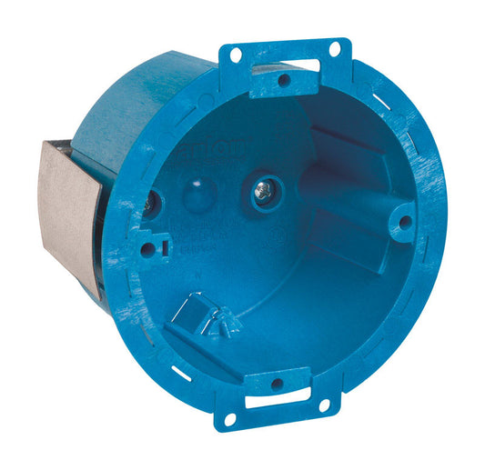 Carlon Blue Round Thermoplastic 1-Gang Electrical Ceiling Box 3.5 H x 4.13 W x 3 D in.