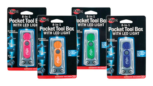 Flipo 8-In-1 Pocket Tool w/Light Plastic 1 pk
