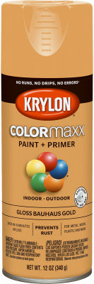 COLORmaxx Spray Paint + Primer, Gloss Bauhaus Gold, 12-oz.