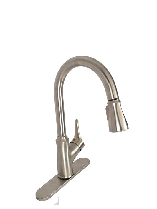 Kitchen Faucet Metal Pull-Down Kitchen Faucet With Optional Deck Plate Nickel
