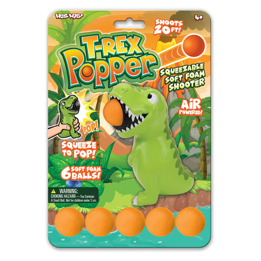 Hog Wild Toys T-Rex Popper Toy Foam Green/Orange 7 pc.