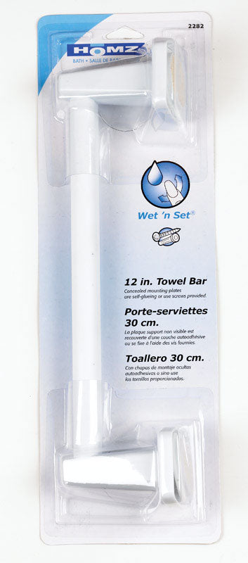 Homz Wet 'N Set Towel Bar 12 in. L Plastic