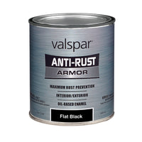Valspar Anti-Rust Armor Indoor and Outdoor Flat Black Oil-Based Enamel Rust Prevention Paint 1 qt