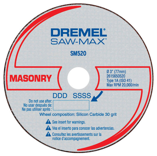 Dremel Saw-Max 3 in. D X 3/8 in. in. Silicon Carbide Masonry Cut-Off Wheel 3 pc
