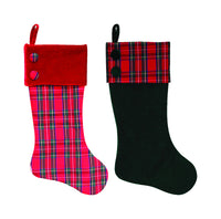 Dyno Plaid Christmas Stocking Assorted Velvet 1 pk (Pack of 12)
