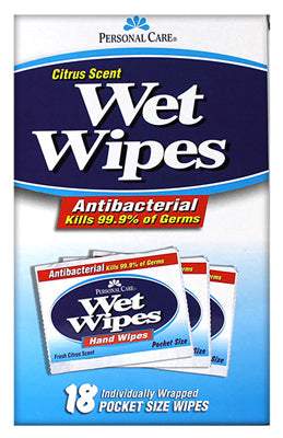 Wet Wipes, Citrus Scent, 18-Ct. (Pack of 24)