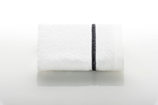 Lagoon Collection 100% Genuine Cotton Washcloths White With Colored Lines 12X12 In (30X30 Cm) Smoke P. Gray