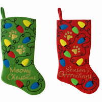 Fleece Pet Stocking, Red or Green, 19-In.