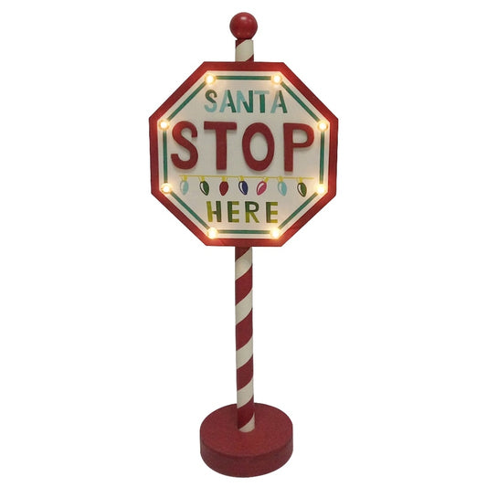 Celebrations Multicolored Santa Stop Here Sign Christmas Decoration (Pack of 2)
