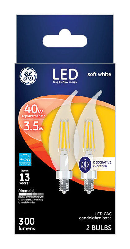 GE C10 E12 (Candelabra) LED Bulb Soft White 40 Watt Equivalence (Pack of 6)