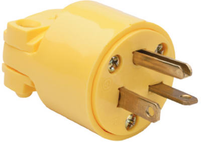 Residential Construction Plug, Yellow Vinyl, 2-Pole/3-Wire, 20A, 250-Volt