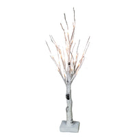 Faux Twig Tree, Snowy Birch, 24 Warm White LED Lights,2-Ft.