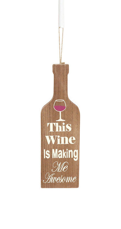 Celebrations  15.75 in. H x 0.59 in. W x 4.8 in. L Brown  Wood  Wine Wall Decor (Pack of 6)