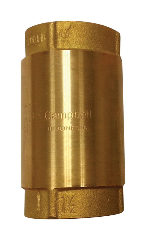 Campbell 1-1/4 in.   D X 1-1/4 in.   D Yellow Brass Spring Loaded Check Valve