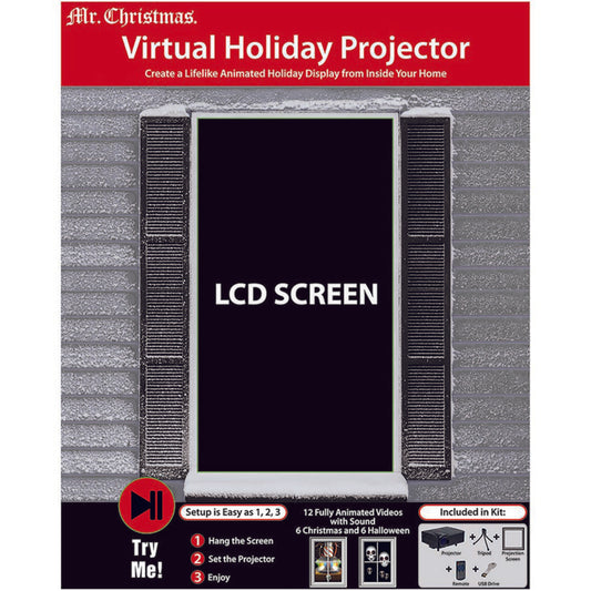 Mr. Christmas  Christmas Virtual LCD Display  LED  Projector  Warm White  8 in.