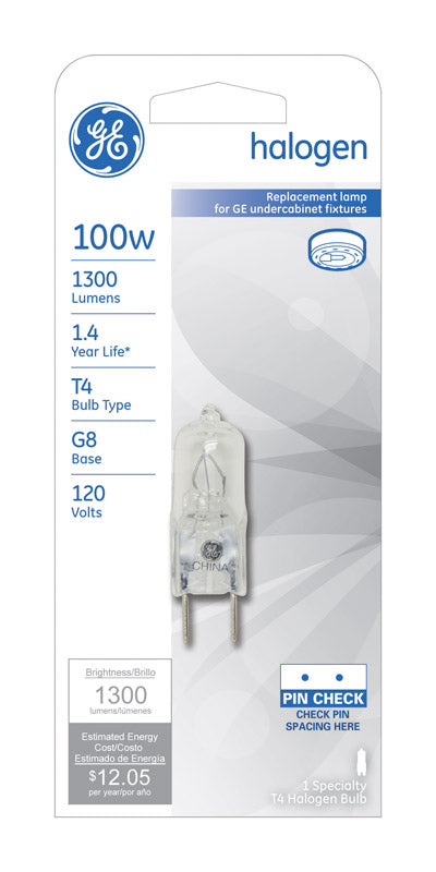 GE Edison 100 W T4 Specialty Halogen Bulb 1,300 lm Daylight 1 pk