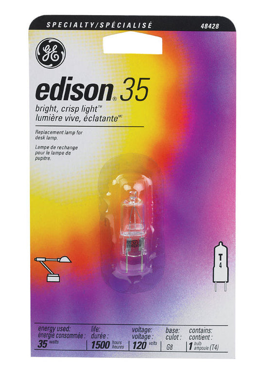 GE Edison 35 W T4 Specialty Halogen Bulb 350 lm Soft White 1 pk