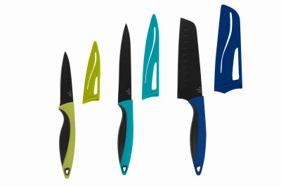 6-Pc. Knife Set, Santoku, Utility and Paring with Sheaths